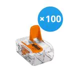 Multipack 100x Wago 221-412 Connector Compact | 2 Wire Connection - Cage Clamp